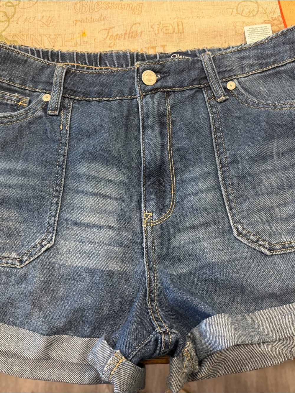 Wallflower Women's Denim Boyfriend Shorts in Blue Wash